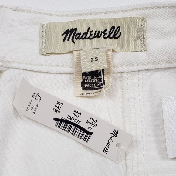 Madewell Fluted Midi Skirt Women’s 25 Tile White Cotton Denim Raw Hem Flared NWT - Picture 2 of 16